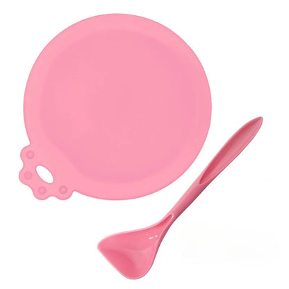 2Pcs/Set Reusable Pet Food Can Cover Silicone Dogs Cats Storage Tin Cap Lid Seal Cover with Spoon
